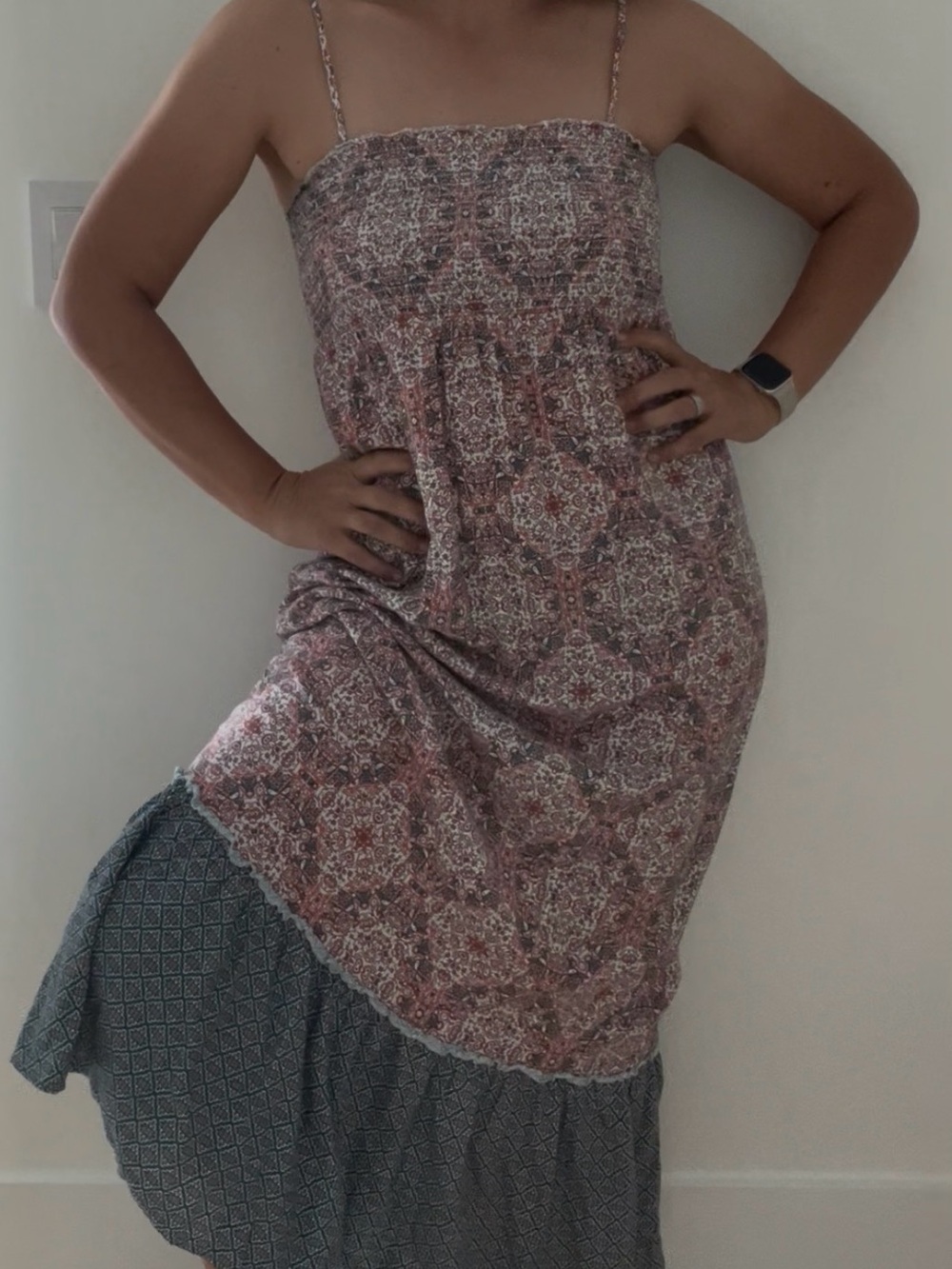 Pink Rose Pink & Blue Printed Spaghetti-Strap Maxi Dress